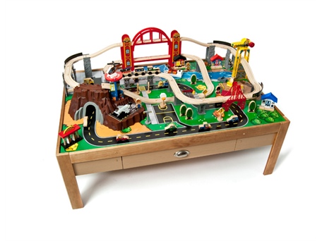 reversible wooden city and train table
