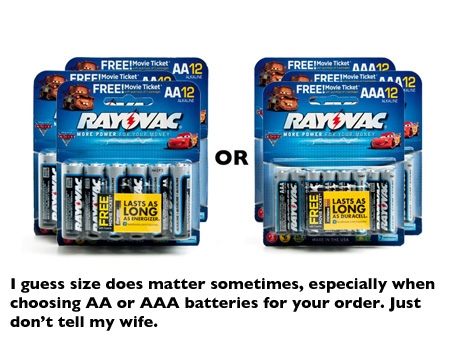 Rayovac Battery 36-Pack with Codes for a Free Cars 2 Movie Ticket